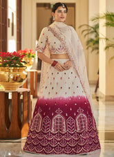 Beige Art Silk Thread sequand mirror work Party Wear Lehenga